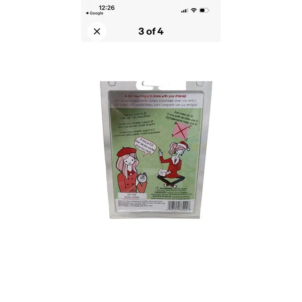 Bucilla Plaid My 1st Stitch Ornament Cross Stitch Kit Christmas Sleigh NEW